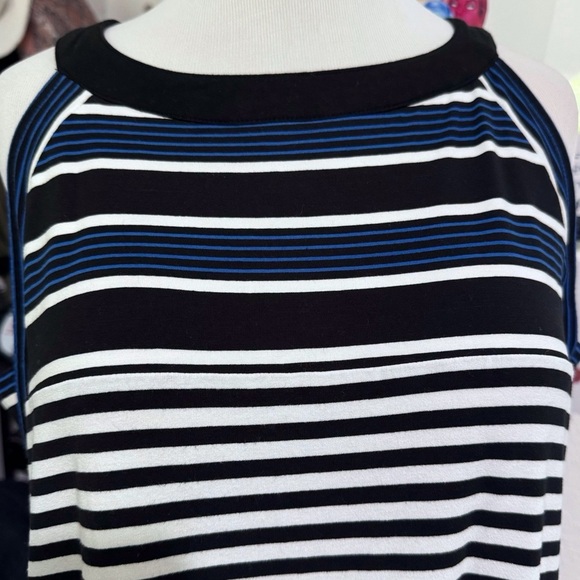 J. Jill Wearever Striped Halter Neckline Black Blue White Dress Large - Picture 5 of 11